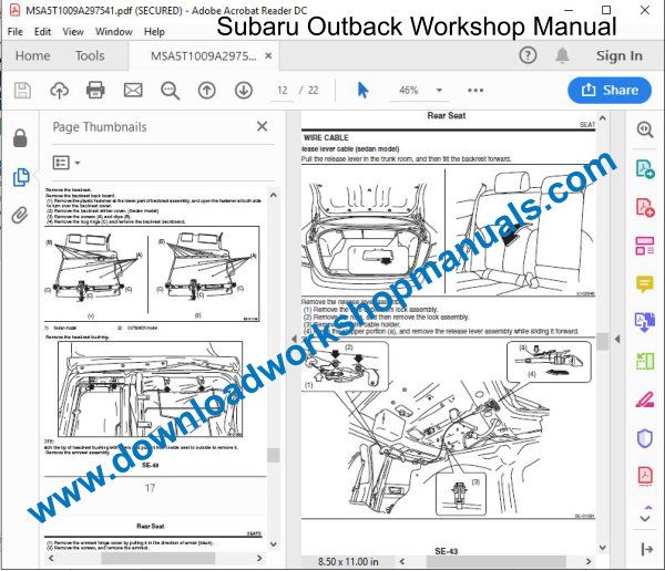Subaru Outback Workshop Manual